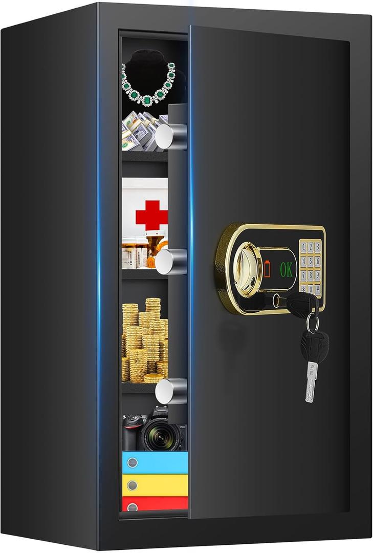 6.0 Cuft Large Fireproof Safe, Home Safes Water and Fireproof, Digital Security Safe Box With Backup Keys, 3 Removable Shelves, Smart Alert, Led Light, Document Safes for Money Jewelry Valuables 6.0 Cuft Large Fireproof Safe, Home Safes Water and Fireproof, Digital Security Safe Box With Backup Keys, 3 Removable Shelves, Smart Alert, Led Light, Document Safes for Money Jewelry Valuables