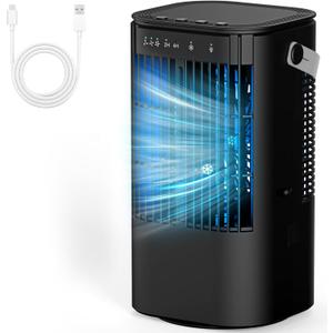 Portable Air Conditioners, 4-in-1 Mini Small Air Conditioner Evaporative Air Cooler Fan with 1000ml Water Tank, 3 Speeds & 7 LED Lights, Personal Mini AC with Timer for Bedroom, Desktop, Home, Office