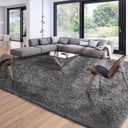 Merelax Soft Modern Indoor Large Shaggy Rug for Livingroom Bedroom Dorm Kids Room Home Decor, Non-Slip Plush Fluffy Furry Fur Area Rugs Comfy Nursery Accent Floor Carpet 9x12 Feet, Dark Grey