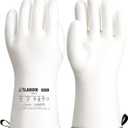 LANON Liquid Silicone Gloves, Heat Resistant Oven Gloves with Fingers, Food Grade, Waterproof, White, Large