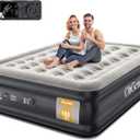 OhGeni Queen Air Mattress with Built in Pump, 18 Raised Comfort Inflatable Mattress, Quiet Surface Portable Blow Up Mattress, Air Bed for Home and Guest, Colchone Inflable, 650 lbs Max (Black)
