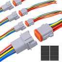 4Pack 8-Pin Waterproof DT Connector Male and Female Wire Connectors with 16AWG 105 600V Wires and Heat Shrink Tubes, Applicable for Automotive Electrical Connections