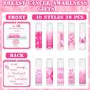 30 Pack Breast Cancer Awareness Lip Balms Bulk Small Pink Ribbon Thank You Lip Balms Gifts Set Breast Cancer Awareness Bulk Items Moisturizing Care Survivors Gifts for Women Men Survivors