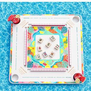 pvixou 32"x32" Large Floating Mahjong Table for Pool & Hot Tub, Waterproof Float Board for Mahjong, Poker, Dominoes & Card Games, Summer Floating Game Tray for Adults Party & Spa Relaxation (Orange)