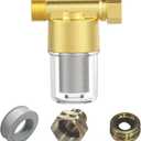 40 Micron Brass Sediment Filter, Inline Spin Down Sediment Water Filter for Washer, Washing Machine, Shower, Garden Hose, Well Water, Anti Clogging & Reusable with Pipe Sealant Tape