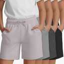 4 Pack Girls' Shorts Wide Leg Elastic Waist Athletic Shorts Kids Casual Summer Pull on SweatShorts 9-10Y