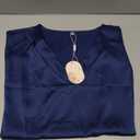 Zeagoo Women Silk Satin Tops Cap Short Sleeve Blouse V Neck Shirts Business Casual Outfits (Medium)