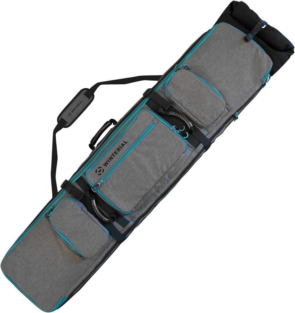 Winterial Rolling Expandable Snowboard and Ski Bag - Ski and Snowboard Bag with Wheels, Fits 2 Boards or 2 Sets of Skis up to 70in, Expandable Main Compartment