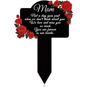 Geelin Memorial Stakes Grave Cemetery Decorations Metal Grave Plaque Markers Mom Plaques Mother's Day Gift Sympathy Waterproof Garden Stake for Yard