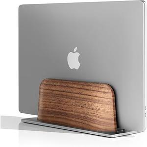 UPERGO Vertical Laptop Stand for Desk, Laptop Holder to Dock MacBook, MacBook Pro and Other Laptops, Black Walnut Wood