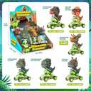 SMILESSKIDDO Dino Pull Back Cars - 6 Packs Dinosaur Cars, Dinosaur Toys, Finger Scooter, Mini T-Rex & Triceratops Toys, Stocking Stuffers for Kids Boys & Girls Age 3 4 5 6