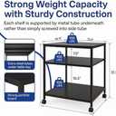 Heavy Duty 3-Tier Printer Stand with Locking Wheels, 23.6"x18.9" *31.5" Large Printer Table Shelf, Holds 100 lbs per Shelf - Fits Most 60" Desks, Perfect for Office, Home, Laser Printer or Mini Fridge