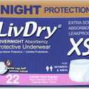 LivDry Adult XS Incontinence Underwear, Overnight Comfort Absorbency, Leak Protection, X-Small, 22-Pack