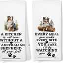 Voatok Funny Australian Shepherd Kitchen Towels Set of 2, Australian Shepherd Gifts for Women Hand Towels, Gifts for Dog Mom Lovers Dish Tea Towels for Kitchen, 16x24 Inches