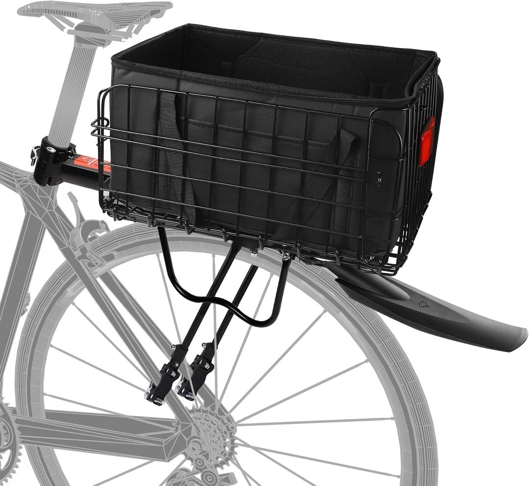 Aneco Rear Bike Rack with Folding Basket and Waterproof Bag Quick Release Bicycle Cargo Rack Universal Touring Carrier for Mountain Road Bike