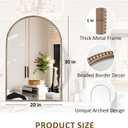 Arched Wall Mirror for Bathroom, 20"x30"-Ornate Decorative Bathroom Mirror with Beaded Metal Frame - Modern Distressed Hanging Wall Decor for Bedroom/Living Room/Entryway-Antique Gold Mirror