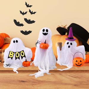 Halloween Decorations - Set of 3 Cute Spooky Ghosts Crafts - Ghost Decorations Indoor Halloween Decor for Party Table Home Room Kitchen Office Halloween Decorations - Set of 3 Cute Spooky Ghosts Crafts - Ghost Decorations Indoor Halloween Decor for Party Table Home Room Kitchen Office