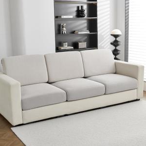 Individual Couch Cushion Covers, Non-Fuzzy Chenille Sofa Covers for Seat Cushions, Clean Look, Durable Stretch Fit Couch Slipcovers for Sectional and L Shaped Sofas (3 Piece, Silver Grey)