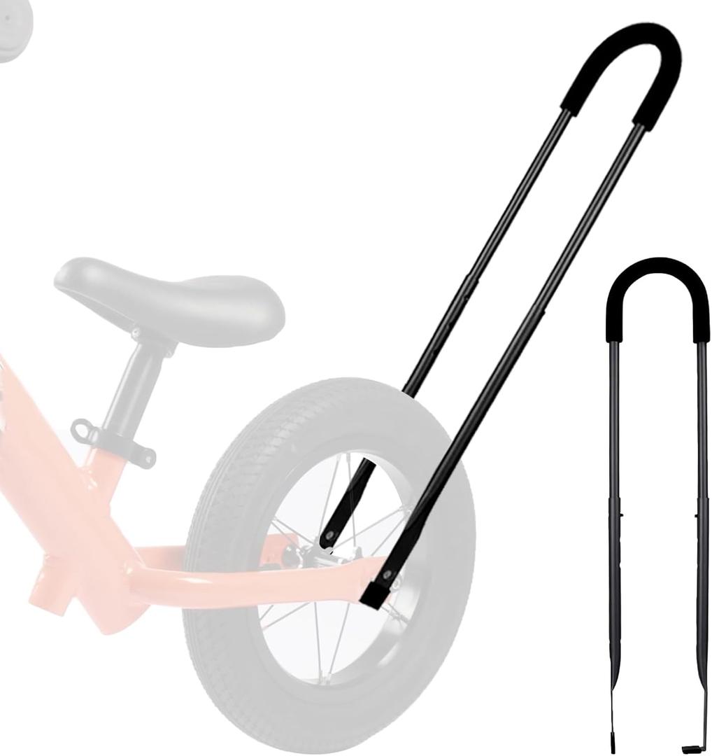 Bike Training Handle - Adjustable Balance Push Bar 22"-29" Height for Kids Learning to Ride - Children Bike Trainer Accessory, 4-Level Safety Handle Attachment (Black)