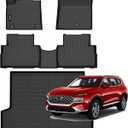 Jenofa-Floor Mats for 2021-2023 Hyundai Santa Fe (Gas Only) 5 Seats Cargo Mat Car Mats for 2022 Santa Fe All Weather Waterproof Durable Rubber Floor Lliner Accessories Full Set Black 3PC