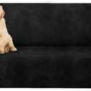 molasofa Sofa Covers - Couch Cover for Leather Couch, Soft and Washable Sofa Covers with Leather-Like Quality. Non-Pilling, Non-Slip 1-Piece Couch Cover for Dogs, Cats, and Kids (02 Black)