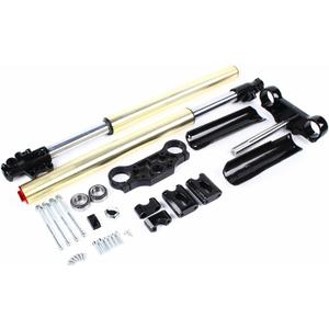 29" Pair Front Forks Set 45/48mm Triple Tree Clamps for 110cc 125cc Dirt Pit Bike Front Forks Shock Suspension Shocks Absorber, Black+Yellow
