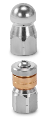 RIDGE WASHER Sewer Jetter Nozzle for Pressure Washer, 2 pcs Drain Cleaning Nozzle Tips Kit for Drain Jetting Hose Stainless Steel, Rotating Button Nose with 1/4'' Quick Connect, 5000 PSI