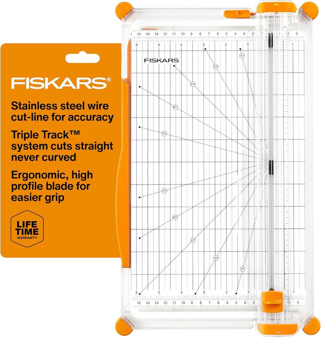 Fiskars Precision Paper Trimmer, Easy and Accurate Crafting Tool, Cuts Straight for Crafts, Cards, and More