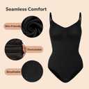 Shapewear, Bodysuit for Women, Tummy Control Bodysuit with Adjustable Straps, Seamless Snatched Body Shaper (Black, S)