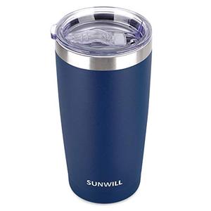 SUNWILL Travel Coffee Tumbler 20 oz, Insulated Mug with Lid, Stainless Steel Cup for Outdoor, Powder Coated Navy