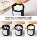 Glass Qtip Holder 2 Pack , Qtip Holder Dispenser Bathroom Set Bathroom Organizers and Storage Q tip Holder with Lid Makeup Storage Organizer for Cotton Swabs,Cotton Balls,Pads,Floss Picks ,Black