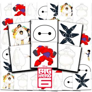Big Hero 6 Tattoos Party Favors Bundle ~ 72 Perforated Individual 2" x 2" Baymax Temporary Tattoos for Kids Boys Girls | Big Hero 6 Party Supplies