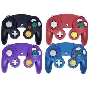 Poulep 4 Pack Gamecube Controller, Classic Wired Controller for Wii Nintendo Gamecube (black red blue purple)