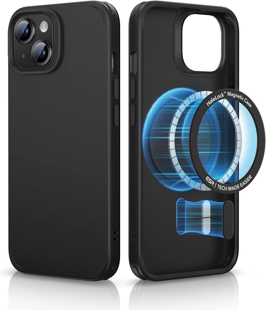 ESR Hybrid Magnetic Case with HaloLock, Compatible with iPhone 14 and 13 , Compatible with MagSafe, Shockproof Military-Grade Protection, Smooth Grip, Classic Series, Black