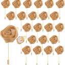 uxcell 24pcs Champagne Rose Boutonnieres Flower Buttonholes Pocket Boutonnieres Pins for Wedding Ceremony Anniversary Prom Formal Dinner Party