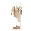 Large Metal Coat Rack Freestanding, Modern Coat Hanger Stand with 2 Hooks and Heavy Rock Slab Base, Industrial Clothes Rack, Garment Rack, 19.7 x 11.8 x 68.9 In, White, GYJ202MW
