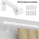 White Curtain Rods 2 Pack, Curtain Rod for Windows 28 to 48 inch, 5/8 inch Diameter Metal Standard Drapery Rod Set with Bracket, Heavy Duty Adjustable Curtain Rod for Bedroom, Kitchen, Easy Install