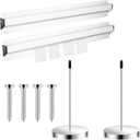 4 Pcs Ticket Holder for Restaurant Set Including 2 Stainless Steel Receipt Holder Spike Ticket Stabber and 2 Aluminum Slide Rack Rail for Restaurant Cafes Kitchen(Silver, 15.8 x 2.3 Inch)