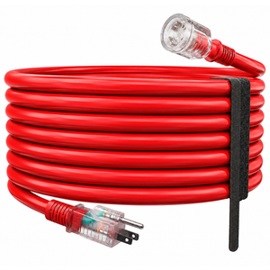 Red Outdoor Extension Cord Waterproof, 3 Prong Flexible Cold Weatherproof Extension Cord 35ft