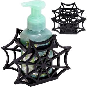 Spider Web Soap Holder - Foaming Hand Soap Holder Gothic Soap Dispenser - Wooen Black Goth Halloween Decor for Bathroom for Oddities and Curiosites - Witchy Gifts for Women