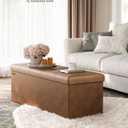 SONGMICS Storage Ottoman Bench, 43.3 Inches Folding Foot Rest Stool, 15"D x 43"W x 15"H