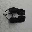 PiePieBuy Women's Lace Up Heeled Sandals Square Flip Flop High Heels Strappy Party Shoes (6.5, Black)