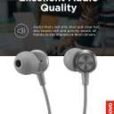 Lenovo - 300 Wired in-Ear USB-C Headphones - in-Line Microphone - USB-C Connectivity - Play & Pause Button - 3 Sizes Silicone Ear Tips Included, Grey