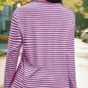 Gardenwed Long Sleeve Shirts for Women Striped Crewneck Loose Fit Basic Tops 2025 Fall T-Shirt (Pink, XL)