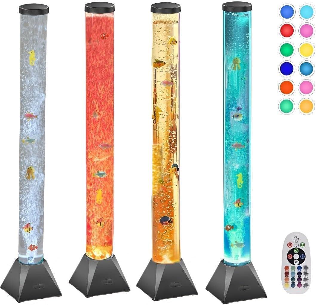 4FT Sensory Bubble Tube Night Lamp, LED Water Fish Lamp for Kids with Autism ADHD, Stress Relief Calming Light for Adults, Bedroom Living Room Decor