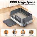 2PACK XXXL Stainless Steel Cat Litter Box with High Sides Lid, Large Litter Box for Big&Multiple Cats, Metal Kitty Litter Boxes with Footboard & Scoop, Anti-Leakage, Non-Sticky, 28.320.211.5inch
