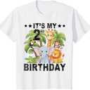 Kids It's My 2nd Birthday Zoo Safari Jungle Animals Theme Funny T-Shirt 2T