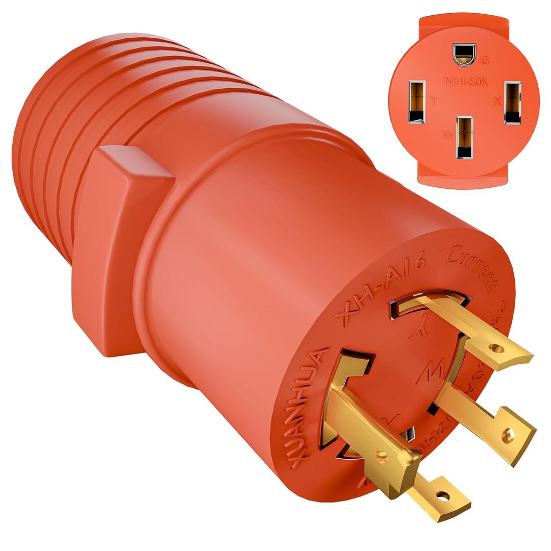 EVPEIWE NEMA L14-30P to 14-50R RV Generator Adapter, 30 Amp to 50 Amp Twist Lock Male Plug to 4 Prolong 50A RV Female, Adapter for RV Trailer Camper Level 2 EV Charging