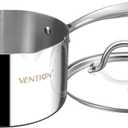 VENTION Tri-Ply Stainless Steel 1 Quart Saucepan with Lid, Bright Small Sauce Pan with Pour Spout, Small Pots for Cooking, Right Hand
