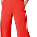 SENSERISE Womens Jumpsuits Casual Long Sleeve One Piece Jumpsuit Wide Leg Mock Neck Airport Travel Outfits with Pockets (Medium, Red)